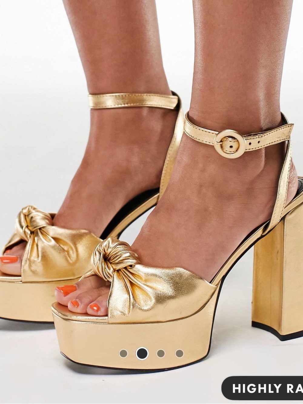 ASOS Metallic Gold Knot Platform Sandals with Ankle Strap